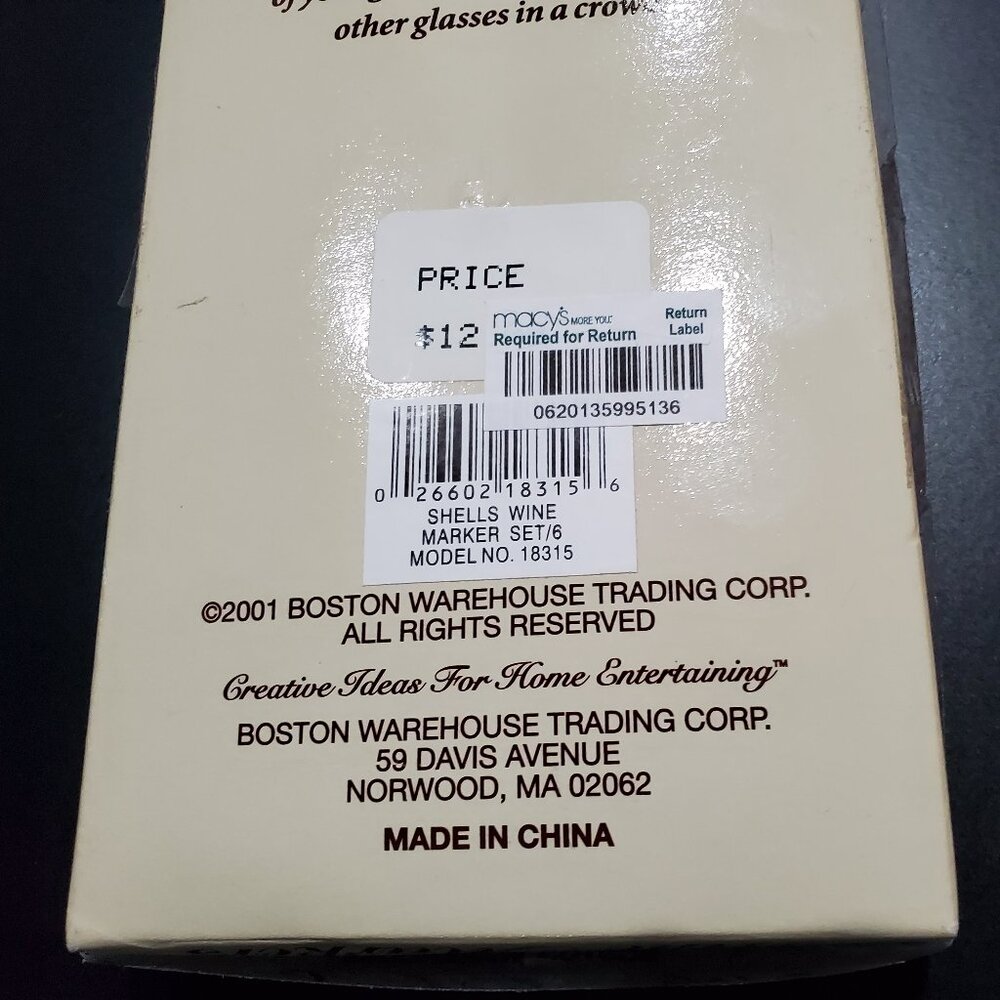 Boston Warehouse Seashell Wine Glass Charms 16 in Box, NWT - Picture 5 of 8